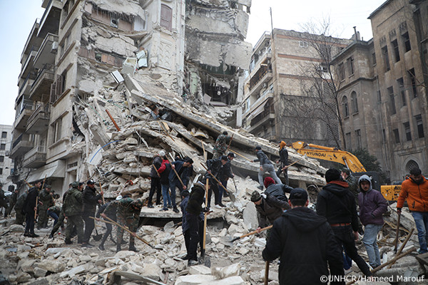 シリアの地震の被災地の様子