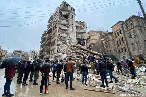 シリアの大地震の被災地の様子