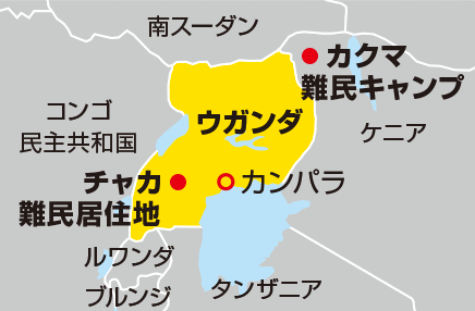 ウガンダと周辺地域の地図